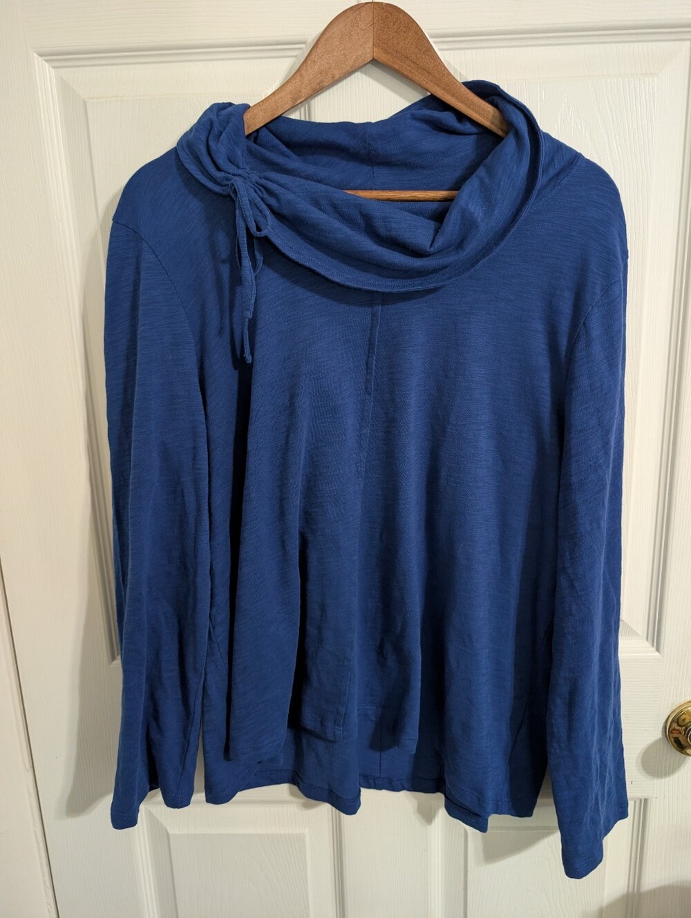 Habitat Womens Top Blue Cowl Neck Pullover Shirt Long Sleeve Size Large